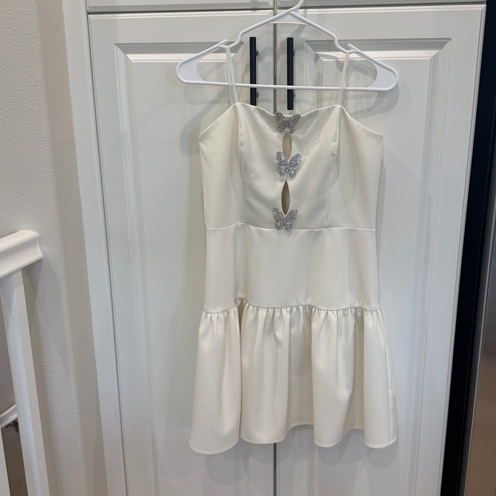 Liv Foster Crepe White Butterfly Dress size 6